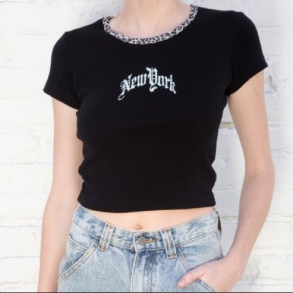 Brandy Melville leopard print new york crop top